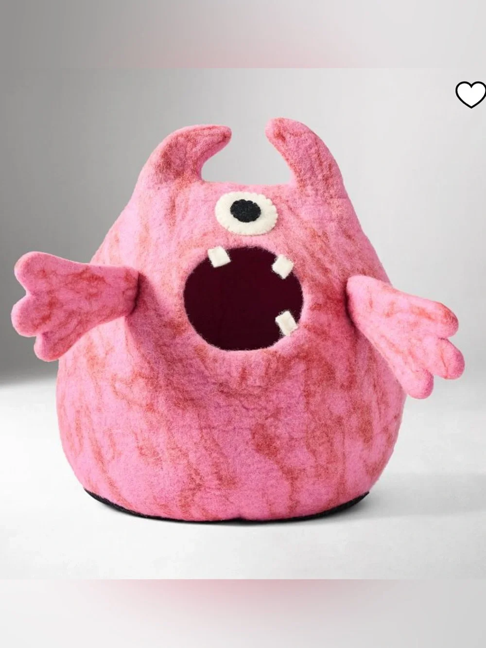 West Elm Halloween Pink  Felt Monster Candy Bowl NWT
